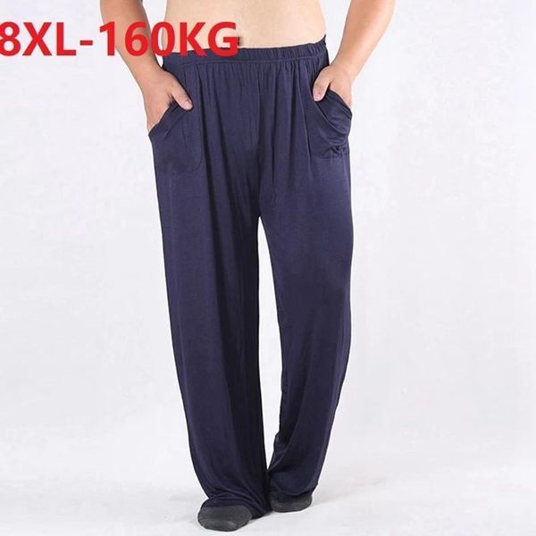 

men modal sleep bottoms sleep pants plus size 8xl home wear breathable soft loose pants elasticity stretch 70 72 741, Black;brown