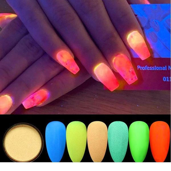

1 box fluorescent sugar nail powder neon colorful nail art glitter chrome pigment glimmer dust diy nail art de jlloyj, Silver;gold