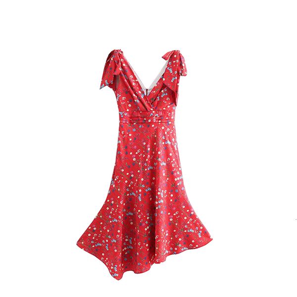 

2021 new vintage red chiffon miniature long sleeveless mid-calf dress vacation lq3i, Black;gray