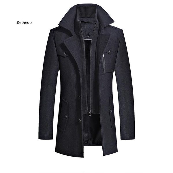 

new casual thick wool winter coat men good quality double color man coat winter, Black
