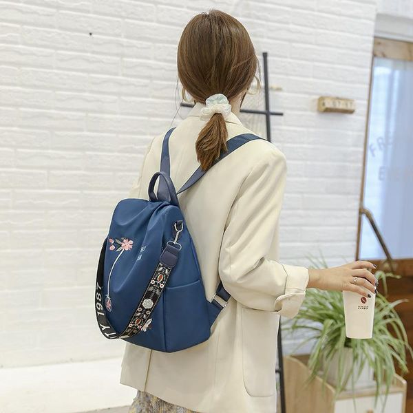

fashion embroidery backpack women 2021 new oxford cloth backpack anti-theft large capacity casual small school bag