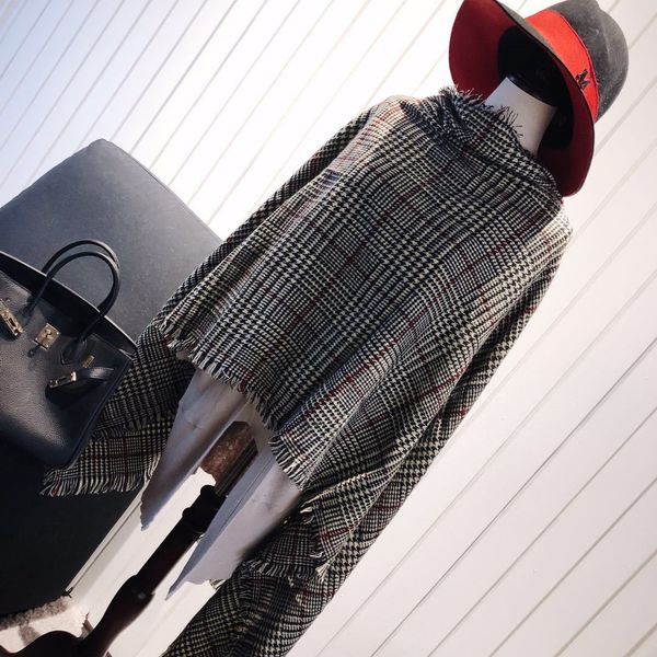 

fashionable british plaid scarf versatile in autumn and winter klwe, Blue;gray