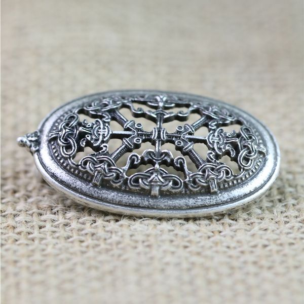 

langhong 10pcs legendary nordic vikings amulet sweden fibula set brooches viking brosch jewelry 201009, Gray