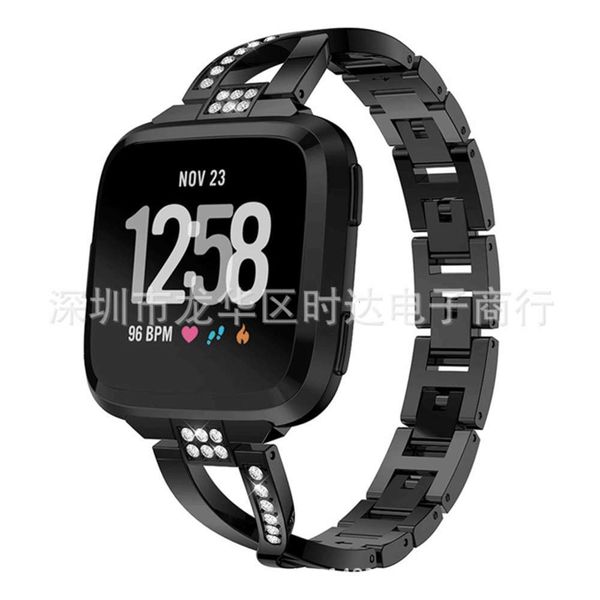 

stainls steel for fitbit versa wristwatch x-word diamond smart solid chain wristb