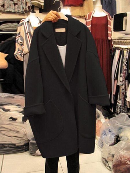 

ladies black wool windbreaker coat & jacket 2020 autumn and winter all-match korean cocoon style loose trendy women blazer y6231, White;black