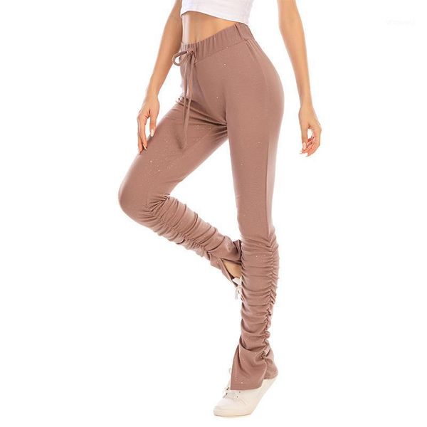 

women evening club pleated wide legs pants female high waist shiny drawstring slim fit solid color ruched pants1, Black;white