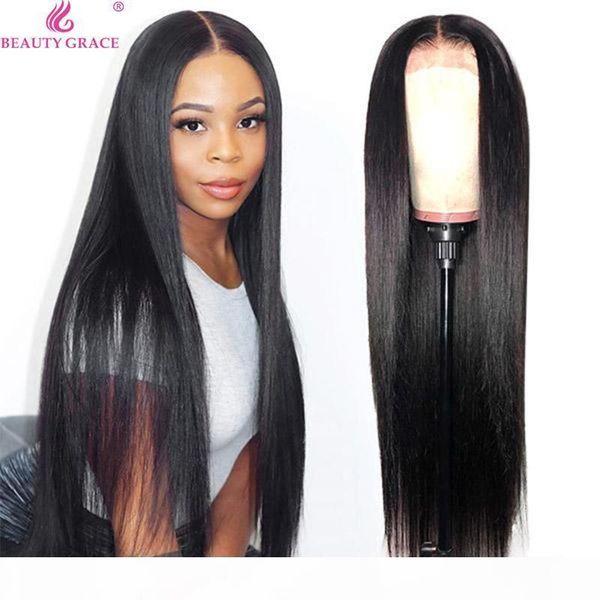 

8-26 inches 4x4 human hair lace front wig density 150% fake scalp straight hair wig with bangs brazilian remy, Black;brown