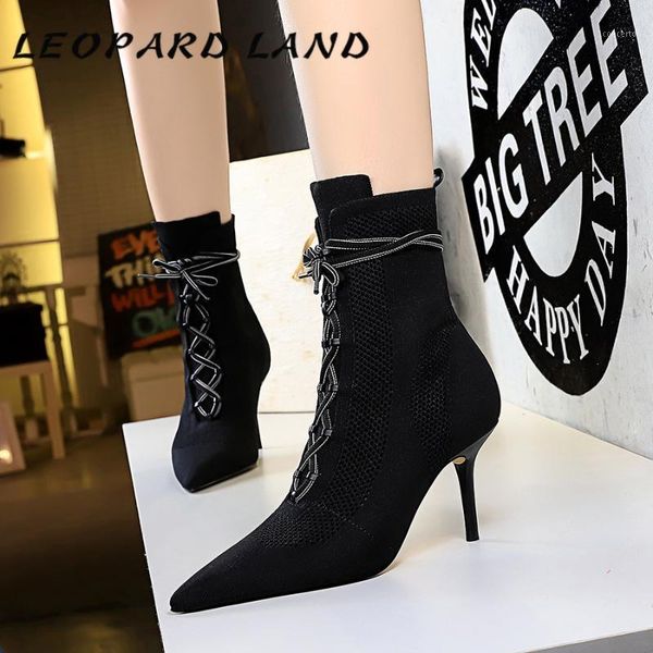 

leopard land winter fashion all-match women's boots thin heeled high heel cross strap slim-fit wool short boots ds-8788-61, Black