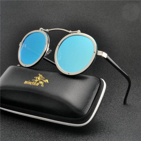 

sunglasses classic gothic sun glasses fashion women metal frame punk men vintage round eyeglasses uv400 with box nx, White;black