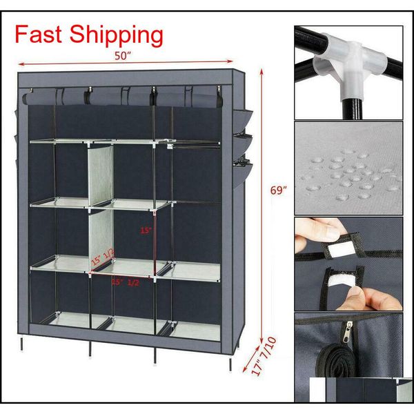 

portable closet wardrobe clothes shoe rack storage qyljyq yh_pack
