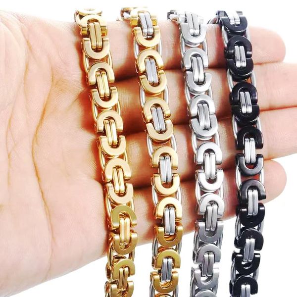 

link, chain l gold silver plated stainless stee men bracelet male strand bangle hip hop rock wristband jewelry wholesale drop, Black