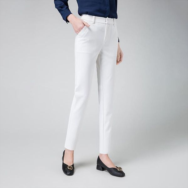 

new women casual spring autumn long trousers solid elastic waist cotton linen pants ankle length pants, Black;white