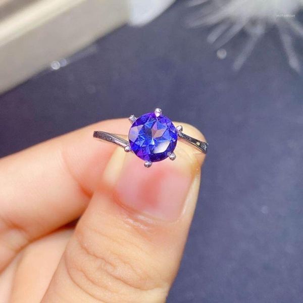 

cluster rings usps dropship natural tanzanite ring for women, 7*7mm, 925 sterling silver fine jewellery, gemstone birthstone gift, yf1451, Golden;silver