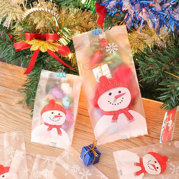 

2021 latest santa packaging baking christmas 50pcs/lot bags merry claus cartoon snowman snack cookies candy storage bag new
