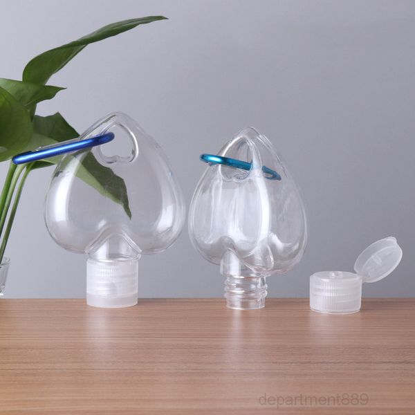 

50ml heart shape hand sanitizer bottle with keyring hook clear transparent plastic refillable containers christmas gift owf2271