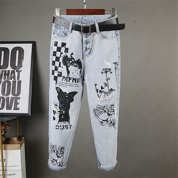 

mumuzi casual women jeans slim autumn summer cat pants skinny stretch trousers women pants blue cartoon jeans elastic femme lj201029