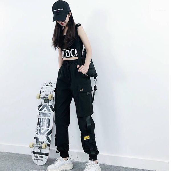 

women's summer trousers jogging pants women casual cargo pants women loose streetwear for sweatpants11, Black;white
