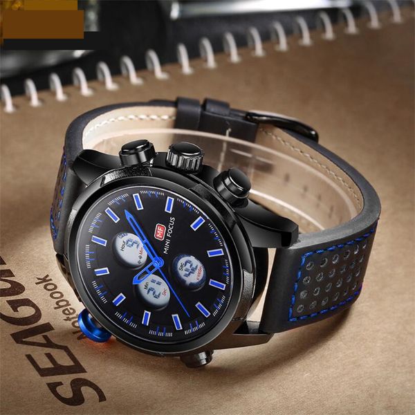 

speial time 2020 design mens watches luxury brand waterproof sport wrist watch chronograph quartz leather relogio masculino, Slivery;brown