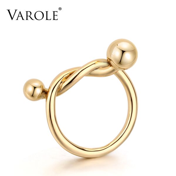 

varole gold color simple wedding couples rings for women smooth line style knotted ring anel jewellery wholesale christmas gift
