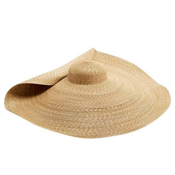 

new summer oversize beach hats for women 25cm brim large straw hat sun protection fashion party travel hat dropshipping y200602, Blue;gray