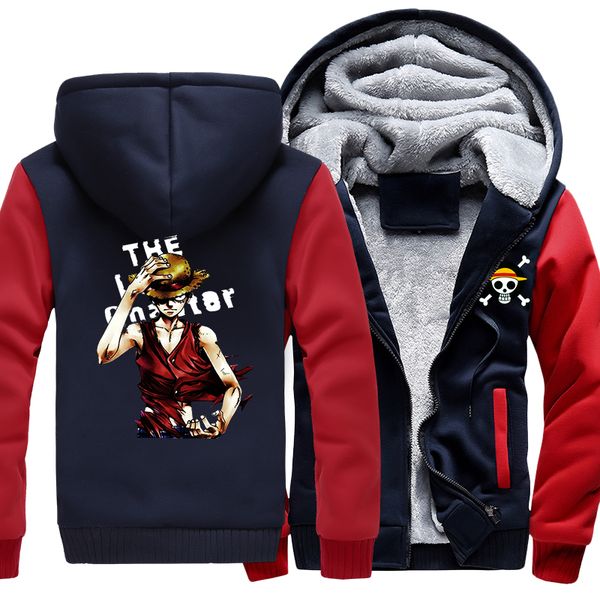 

2021 new us size men hoodies anime one piece portgas ace monkey d luffy cosplay jacket thicken hoodie coat clothing casual 9zip, Black