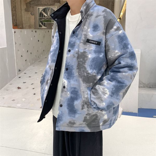 

privathinker men's 2020 winter new parkas woman tie dyed thicken zipper casual oversize parka streetwear hip hop man coats c1115, Black;brown