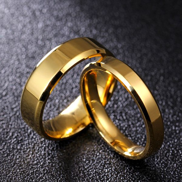 

6mm gold stainless steel couple ring for 4mm man and women, Silver