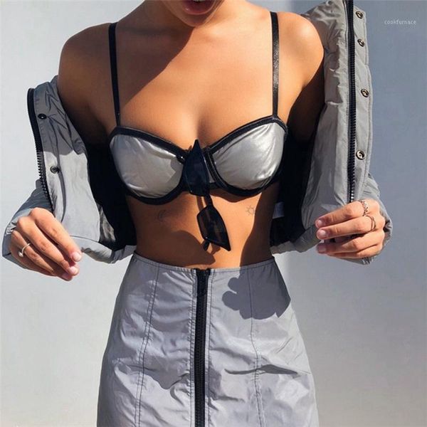 

shiny tank fluorescence lingerie illuminate tanks fashion crop women cut out women clothing bra1, Black;white