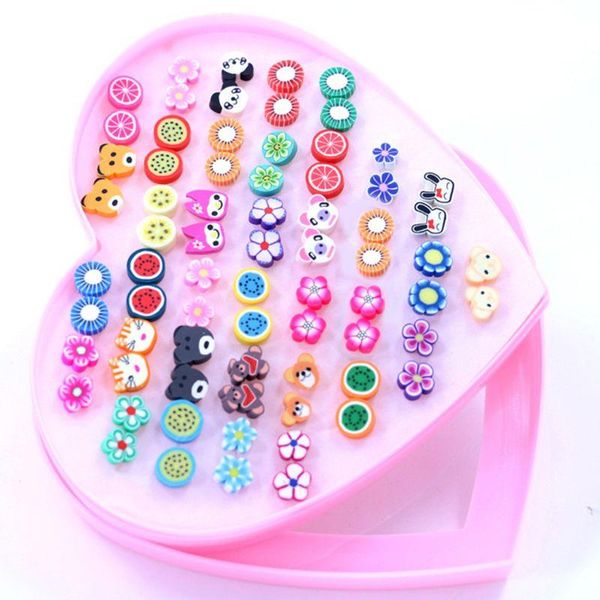 

stud 36 pair women girls earring mini small plastic needle earrings jewelry handmade soft ceramic prevent allergy ear gifts, Golden;silver