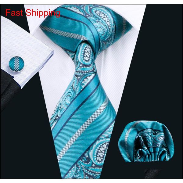 

teal mens ties hanky cufflinks set jacquard woven neck tie set silk mens set business work formal n-0455 afwnp, Black;blue