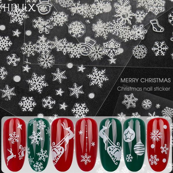 

stickers & decals 1 pieces for christmas nails snowflakes envelopes snowman decorations winter manicure tools, Black