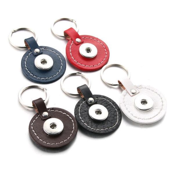 

5 colors round pu leather snap button keychain snap jewelry keyring fit diy 18mm snap button jewelry key chains 2601 q bbycyk
