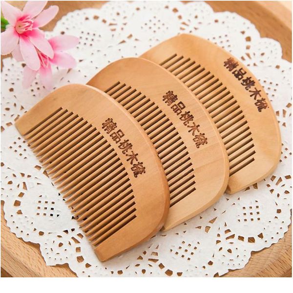 

1pc 8.7cm natural peach wood thickened curved pocket hair comb massage anti-static fine-tooth salon styling tool hairdre jllbek, Silver
