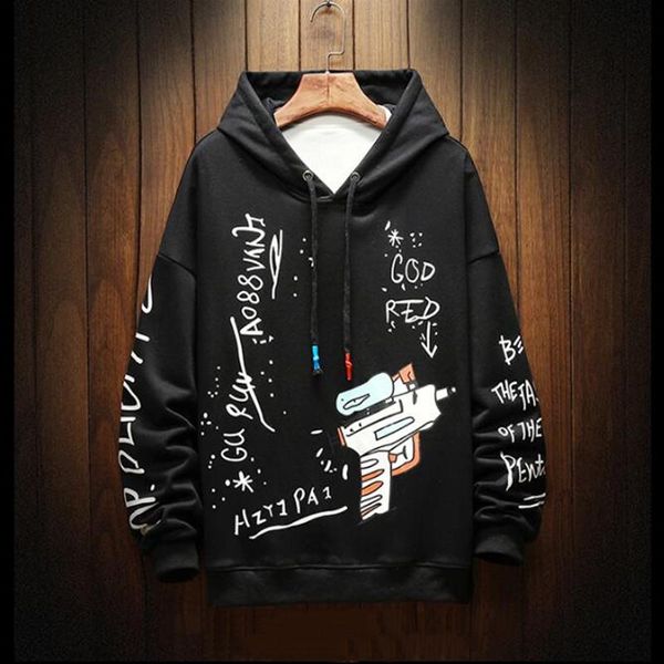 

mens hoodies men 2020 autumn graffiti oversized harajuku japanese streetwear sweatshirts sweatshirt black hoodie men