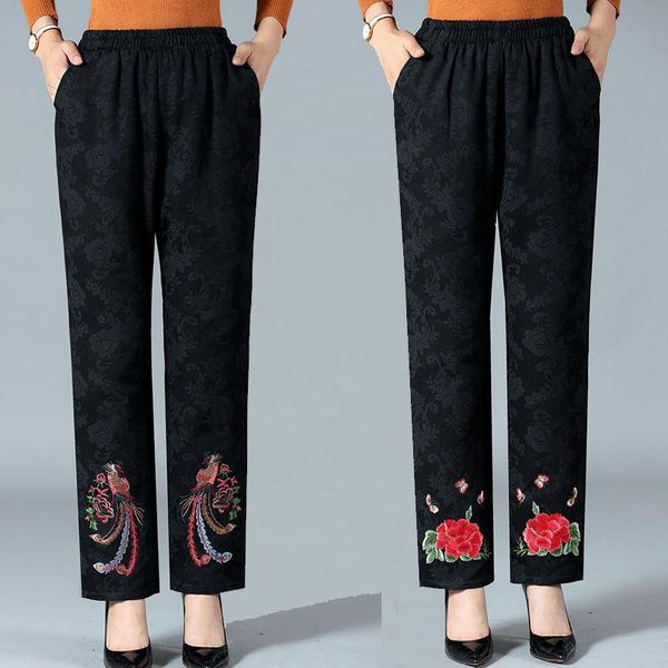 

women's pants & capris 2021 winter middle-aged women down cotton trousers thick high-waist straight female warm casual clothing a352, Black;white