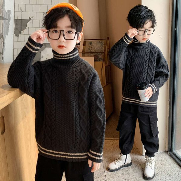 

autumn new pullover turtleneck plush 2020 thickened winter boys' middle and large children's bottom coat, Blue