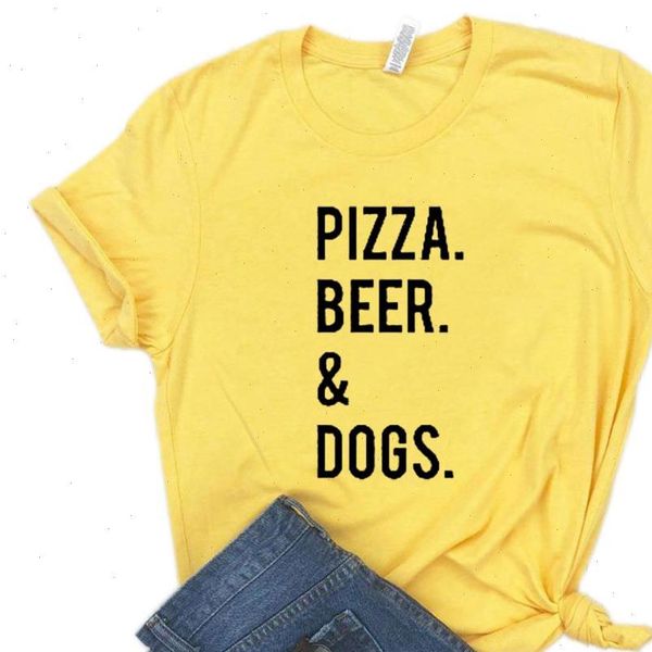 

pizza beer and dogs print women tshirt cotton funny t shirt gift for lady yong girl street tee colors mf 24, White