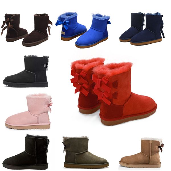 

2021 fashion australia wgg women platform designer womens motorccle boot girls lady bailey bow winter fur snow half knee short boots 3 g7jq#, Black