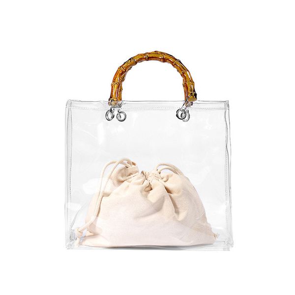 

2020 crystal bamboo hand shape jelly beach bag attacked pocket transparent nnlu