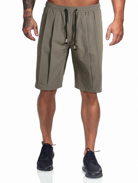 

men pleated detail drawstring waist shorts w3cz#, Black