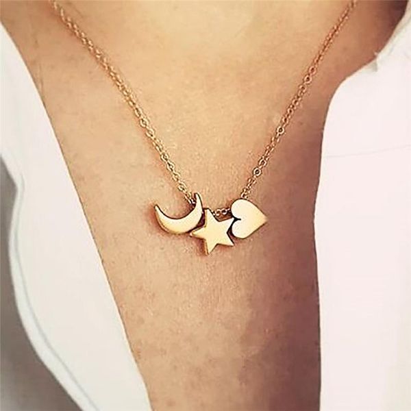 

bohemia pearl bar pendant moon horn heart star charm pendant necklace delicate sequins station chain, Silver