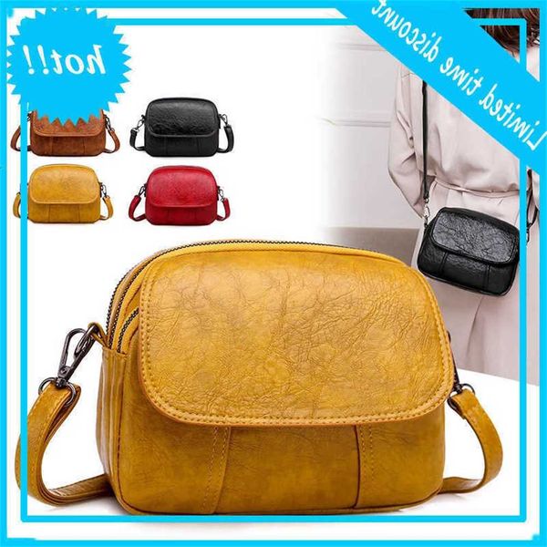 

luxury women 2021 new soft pu leather ladies shoulder designer multi-layer double rits task
