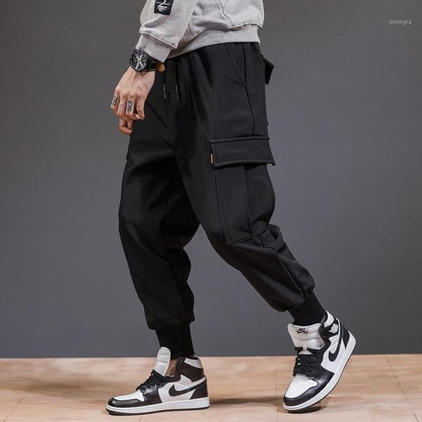 

men cargo pants black 2021 spring and autumn korean style male pants fashion cotton pockets teenager boy hip hop1