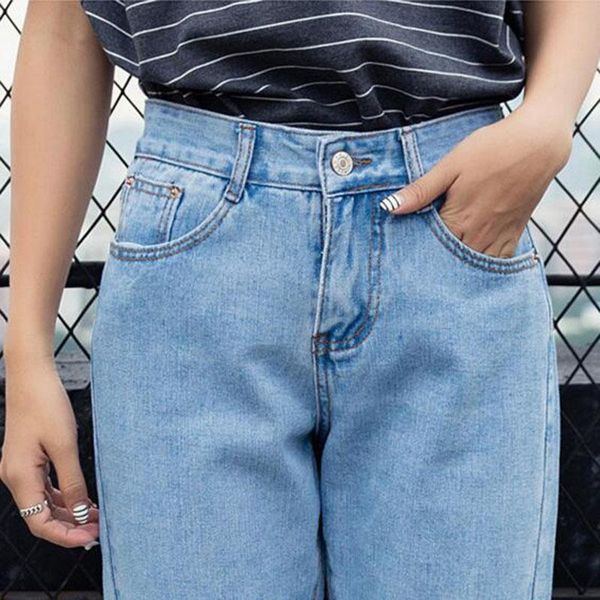 

women's jeans nducjsi harem pants vintage loose version female cowboy high waist nine points casual pencil plus size, Blue