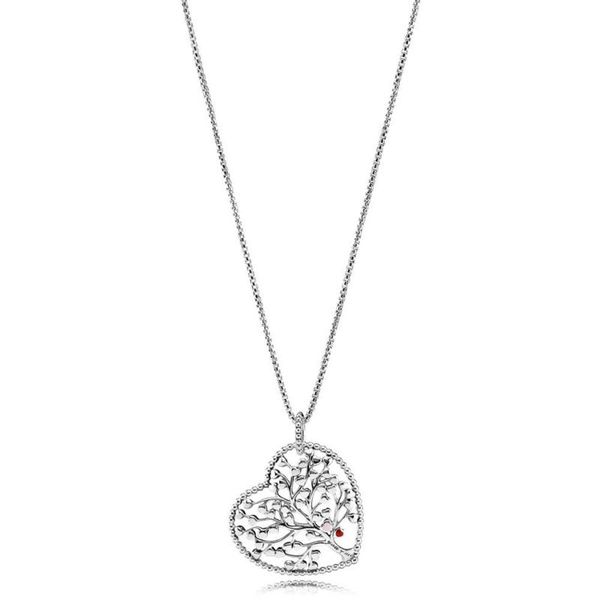 

chains s925 heart necklace for women tree of love mixed enamel wedding gift fit lady fine jewelry, Silver