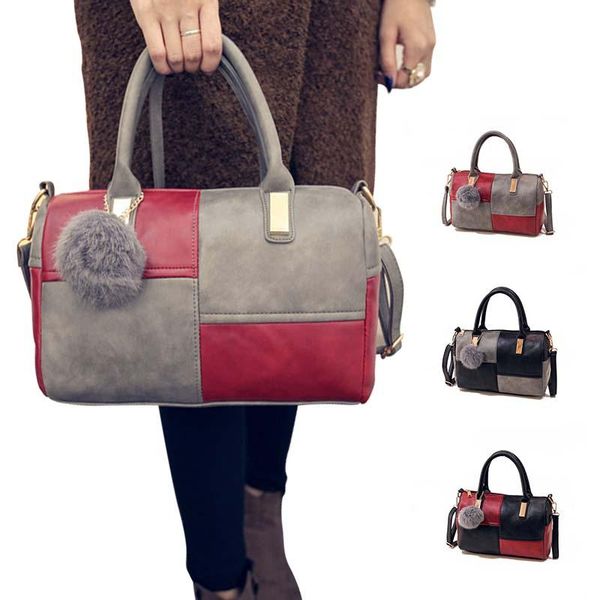 

shoulder bag leather splice women handbag tote satchel lady cross body bag ladies phone purse messenger