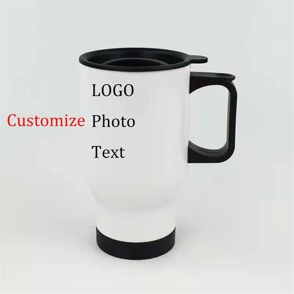 Bicchiere fai da te Personalizza Tazza da viaggio per auto Tazza personalizzata Bottiglia d'acqua Tazza da caffè Stampa dell'immagine del nome Tazza da 450 ml 201204