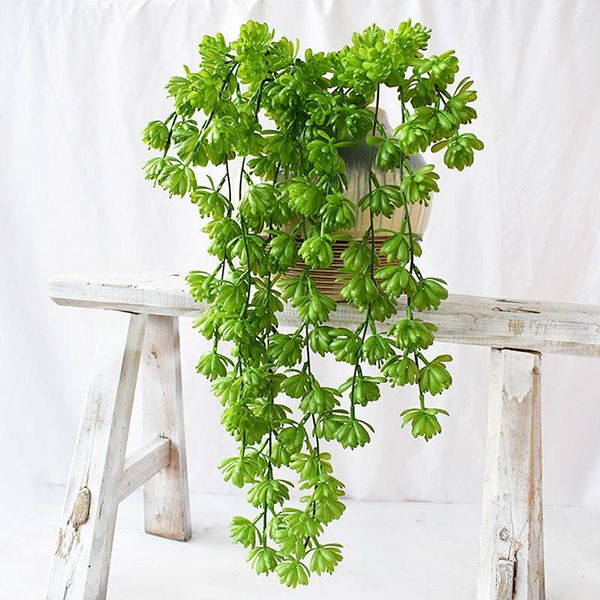 

decorative flowers & wreaths artificial succulents wall hanging plant vine plastic green pearl lotus rattan garden home outdoor decoration f