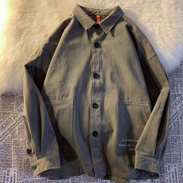 

spring 2021 new stripe retro work done men's jacket tools with long sleeves beautiful all-match black lnm9, White;black