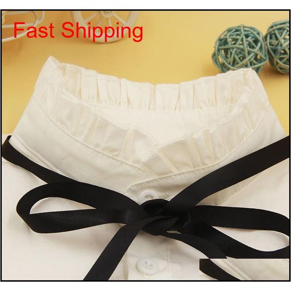 

white pretty bow tie ribbon collar shirt blouse fake detachable co qylvuj dh_seller2010, Black;gray